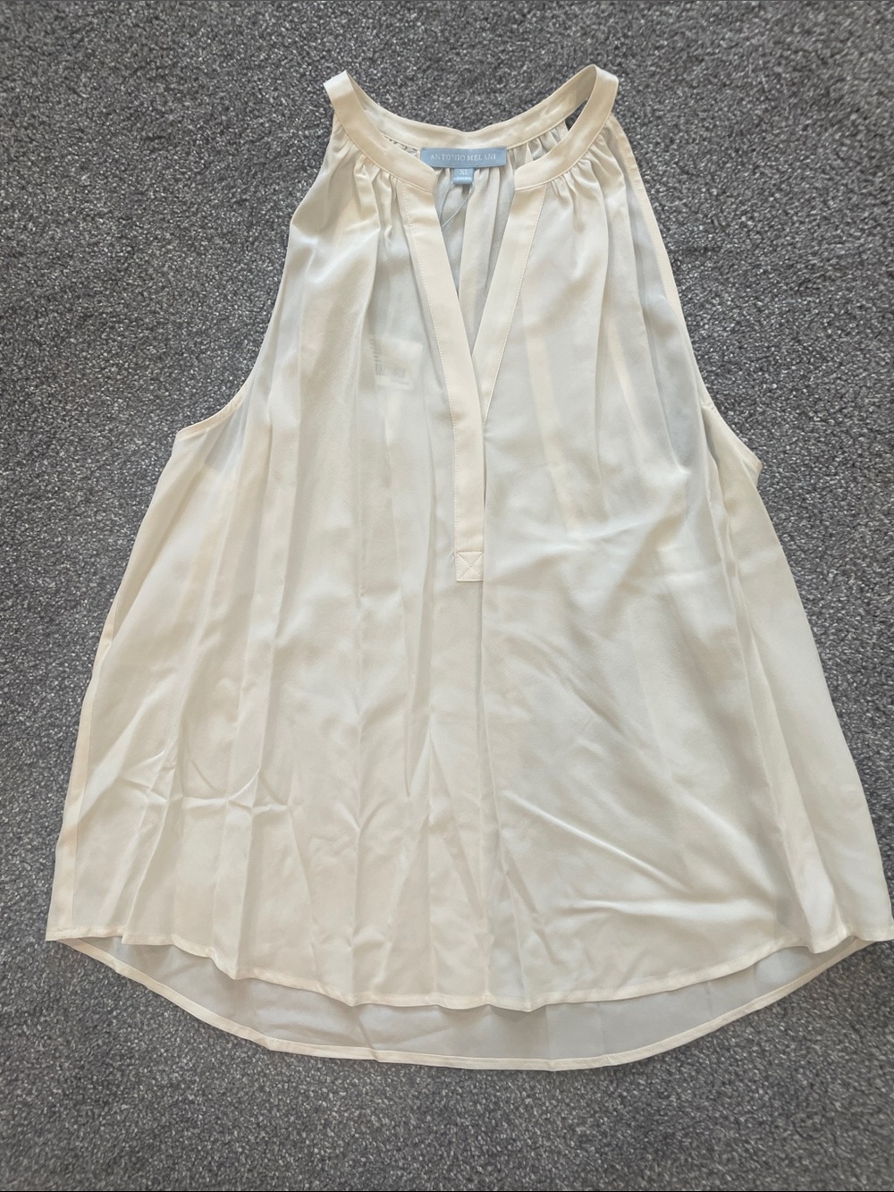 ANTONIO MELANI Cream Sleeveless Pleated Halter Blouse